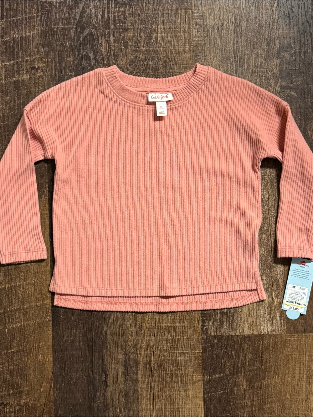 Cat & Jack Dusty Rose Ribbed Long-Sleeve Kids Top